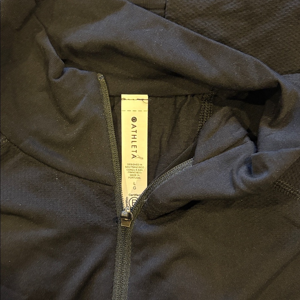 Athleta Woman’s L Black Momentum 1/2 Zip Solid Pullover NWT